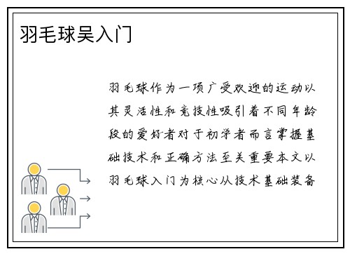 羽毛球吴入门