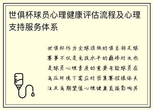世俱杯球员心理健康评估流程及心理支持服务体系
